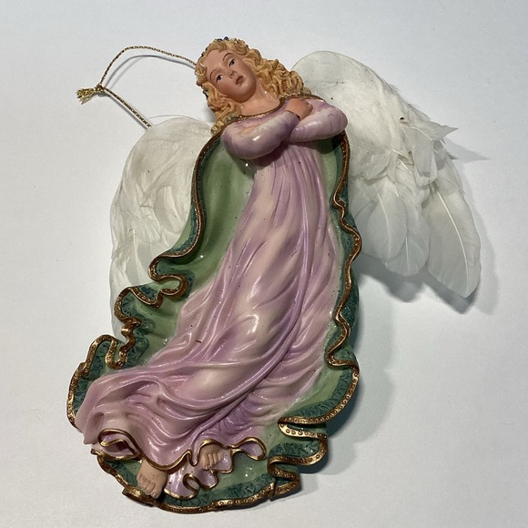 Bradford Editions Celestial Angles Ornaments set Of 5 With Real Leather Wings. - Picture 2 of 10